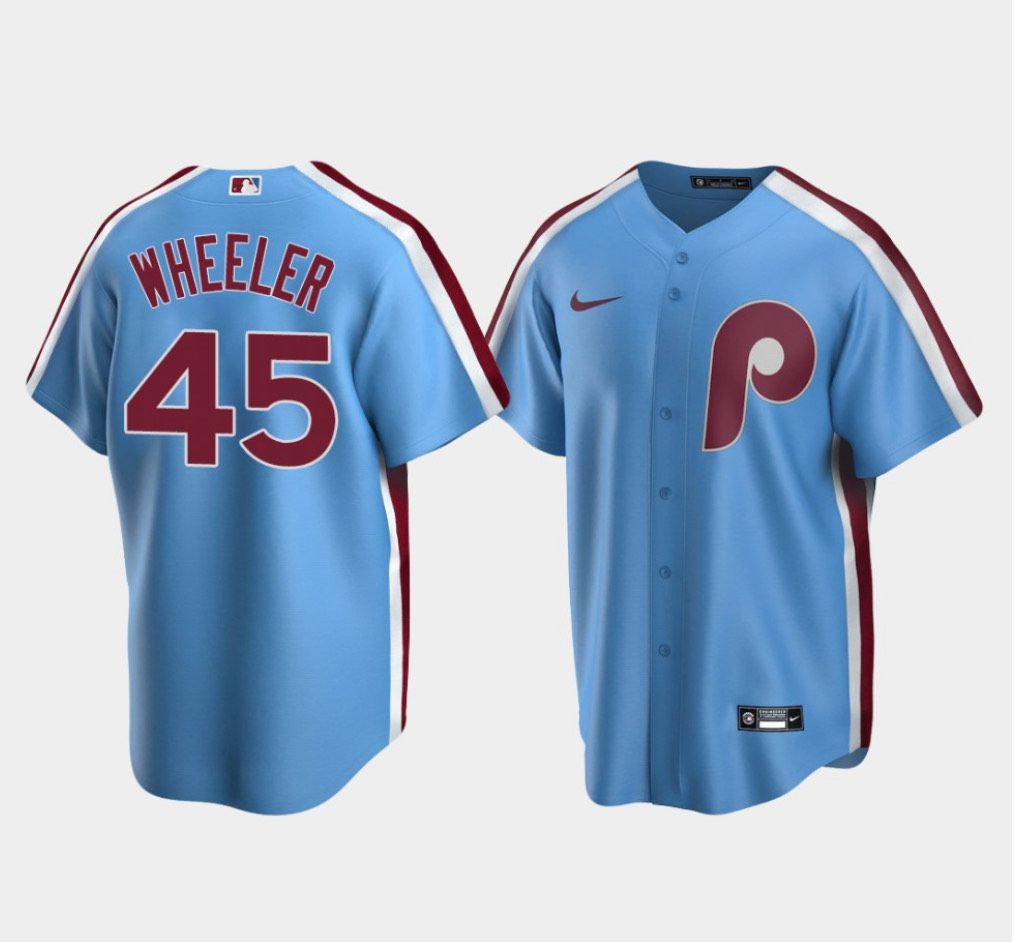 2024 MLB Men Philadelphia Phillies 45 Wheeler light blue Nike grey Home Limited Player Jersey